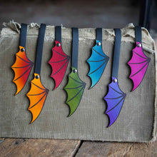 Load image into Gallery viewer, recycled leather handmade dragon wing bookmarks