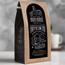 Load image into Gallery viewer, dark roast coffee beans called forty below zero by high horse coffee co. made in alberta.