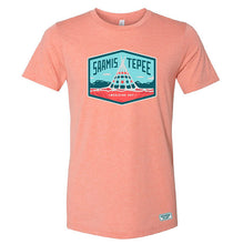 Load image into Gallery viewer, saamis tepee medicine hat tshirt in coral. made in alberta.