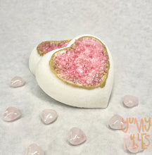 Load image into Gallery viewer, heart geode with rose quartz inside bath bomb

