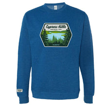 Load image into Gallery viewer, cypress hills provincial park alberta crewneck sweater in blue
