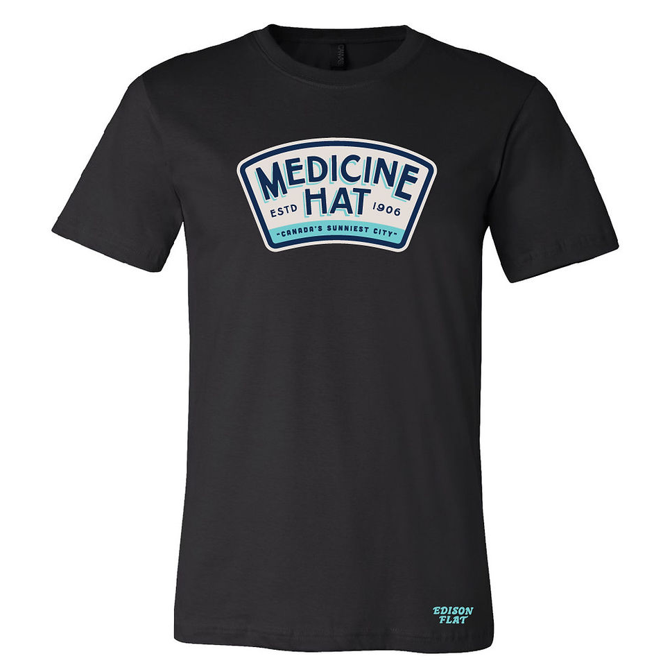 medicine hat canada's sunniest city tshirt in black.