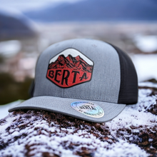 Load image into Gallery viewer, berta hat with three sisters mountains in grey and red
