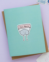 Load image into Gallery viewer, you rock greeting card with vinyl sticker blank inside
