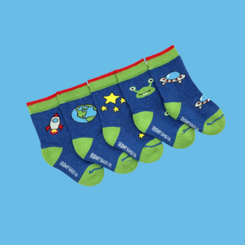 sock of 5 baby socks outer space themed