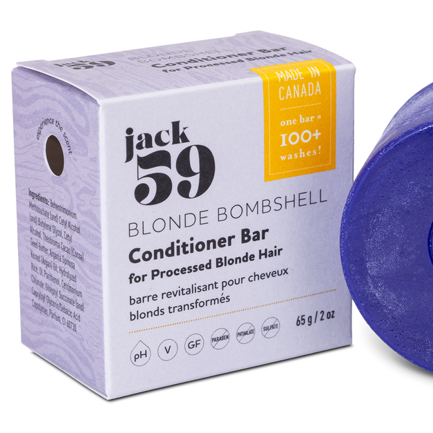 jack59 blonde bombshell conditioner bar for processed blonde hair made in alberta