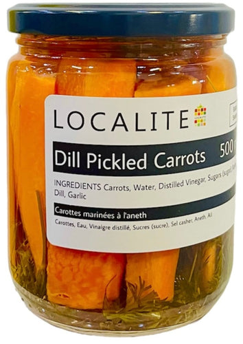 500 ml jar of dill pickled carrots made in alberta