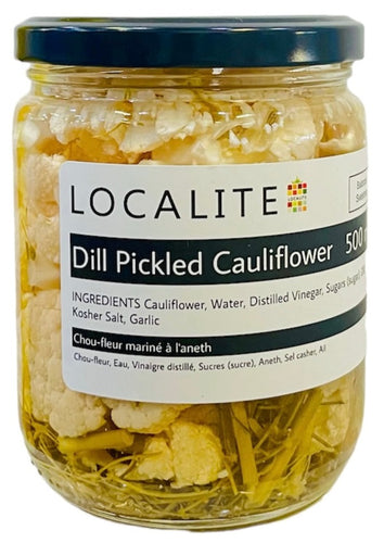 500 ml jar of dill pickled cauliflower made in alberta