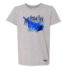 Load image into Gallery viewer, central park youth t-shirt in grey. made in medicine hat alberta

