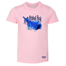 Load image into Gallery viewer, central park youth t-shirt in pink. made in medicine hat alberta
