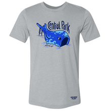 Load image into Gallery viewer, edison flat whale slide central park tshirt in grey. made in medicine hat alberta
