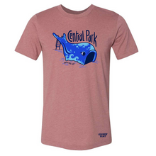 Load image into Gallery viewer, edison flat whale slide central park tshirt in mauve. made in medicine hat alberta
