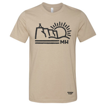 Load image into Gallery viewer, edison flat coulee view tshirt in tan. made in medicine hat alberta
