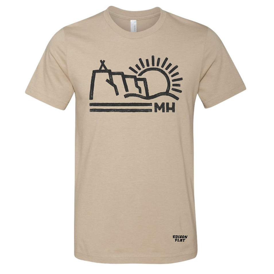 edison flat coulee view tshirt in tan. made in medicine hat alberta