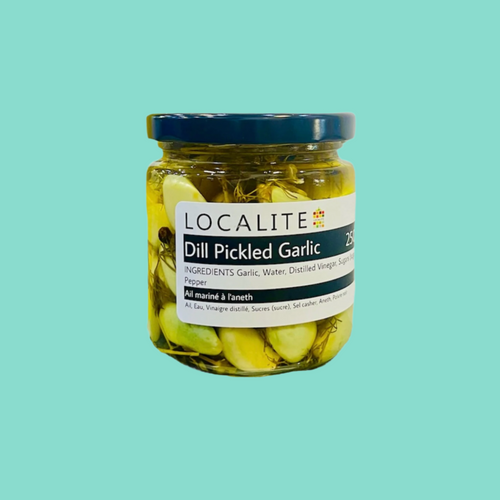 dill pickled garlic made by localite in calgary alberta.