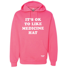 Load image into Gallery viewer, it&#39;s okay to like medicine hat hoodie in pink
