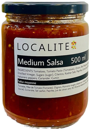 500 ml jar of medium salsa made in alberta