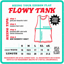 Load image into Gallery viewer, edison flat flowy tank size chart
