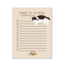 Load image into Gallery viewer, Notepad with a cat illustration and text on a beige background
