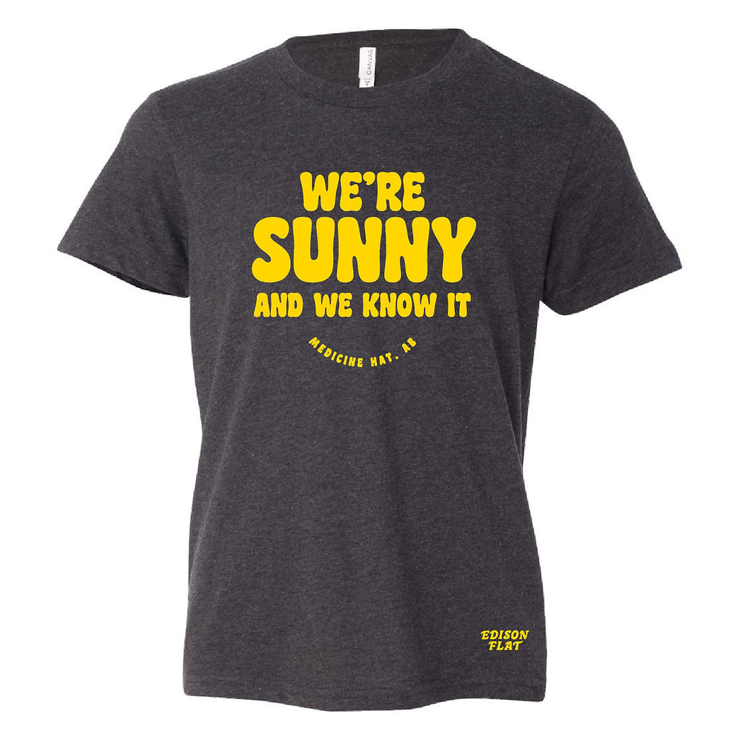 we're sunny and we know it medicine hat alberta tshirt youth