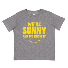 Load image into Gallery viewer, we&#39;re sunny and we know it medicine hat tshirt toddler

