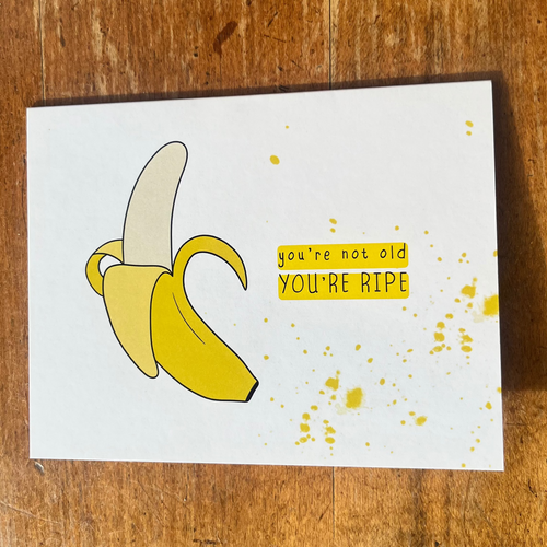 card with a banana that says 