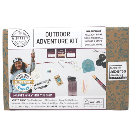 outdoor adventure kit for kids theme is into the night