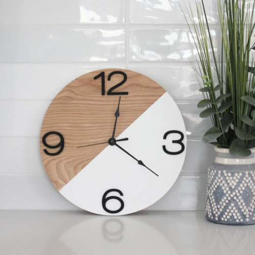 handmade minimalistic wood clock 