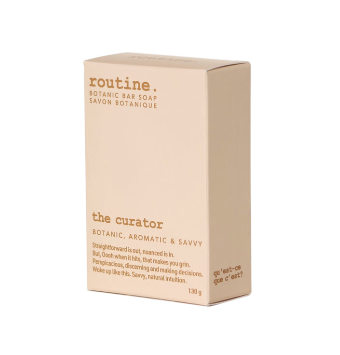 routine brand bar soap in the curator scent