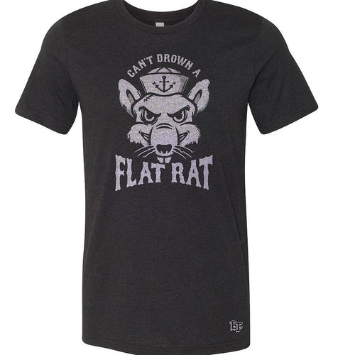 can't drown a flat rat t-shirt in black